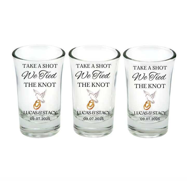 Unknown Designs - Wholesale Shot Glass - Personalized Mr & Mrs Favor / 54 Wedding Shot Glasses1
