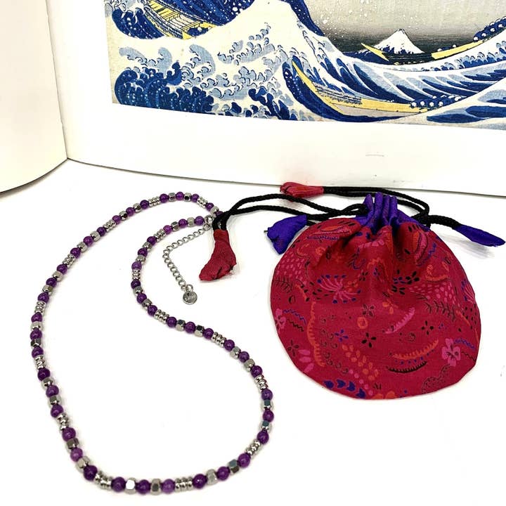 Atisha Spiritual Shop - Venta al por mayor Collares de cuentas/perlas - COLLAR SHAMADI ~ de piedra dura natural, granos y anillos de acero inoxidable