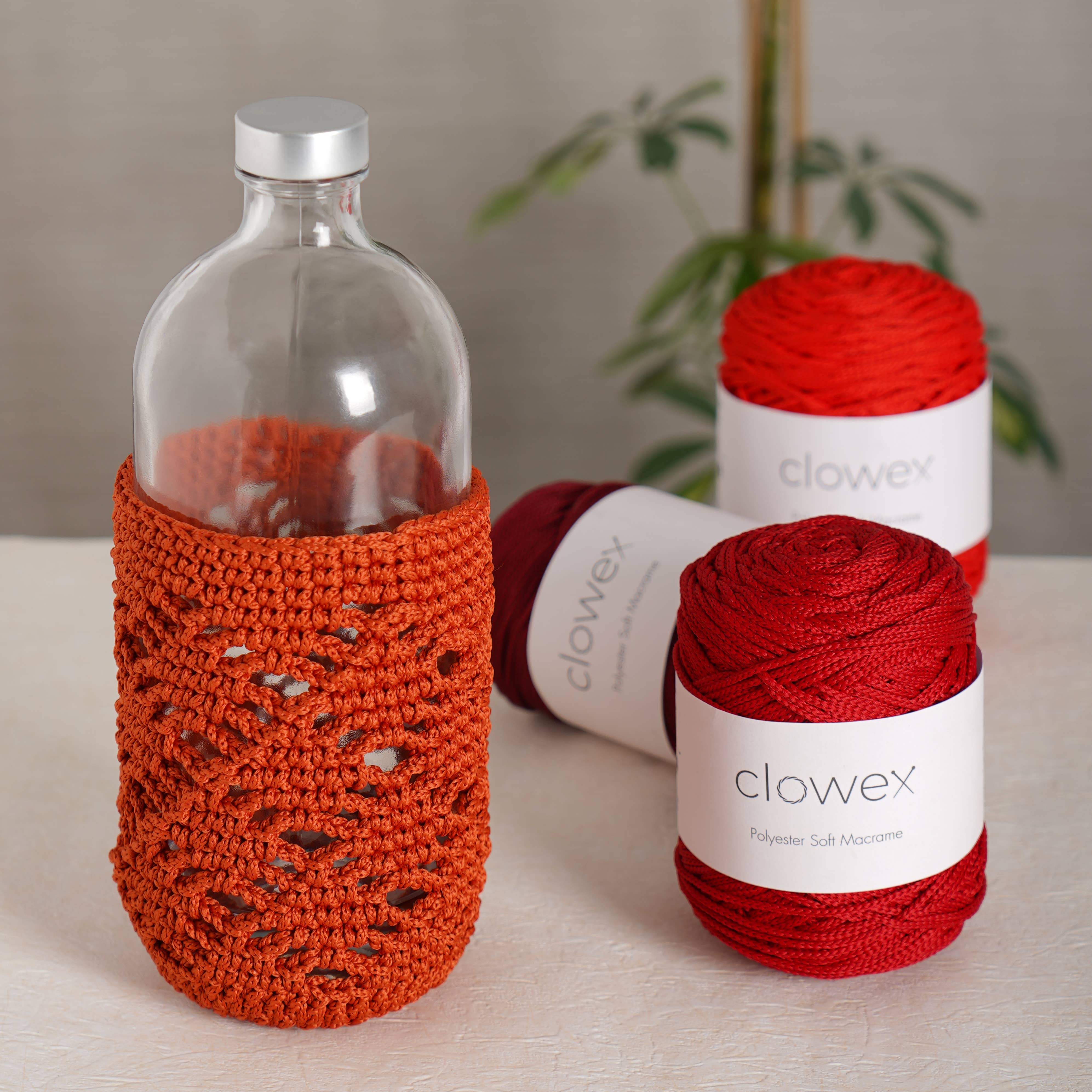 Clowex Textile LLC - Vente Fils à tricoter - Corde Macramé Douce en Polyester 2,5 mm, Fil de Corde Tressé Coloré66