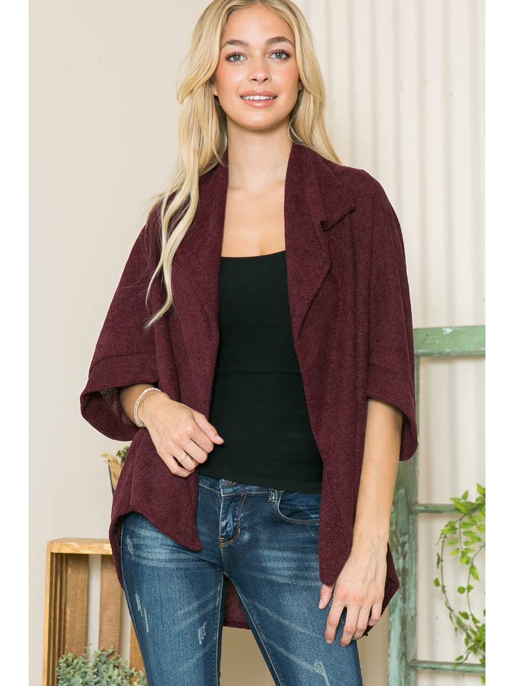 Orange Farm Clothing - Vente Cardigan – femme - Cardigan texturé à col châle, 3 couleurs3