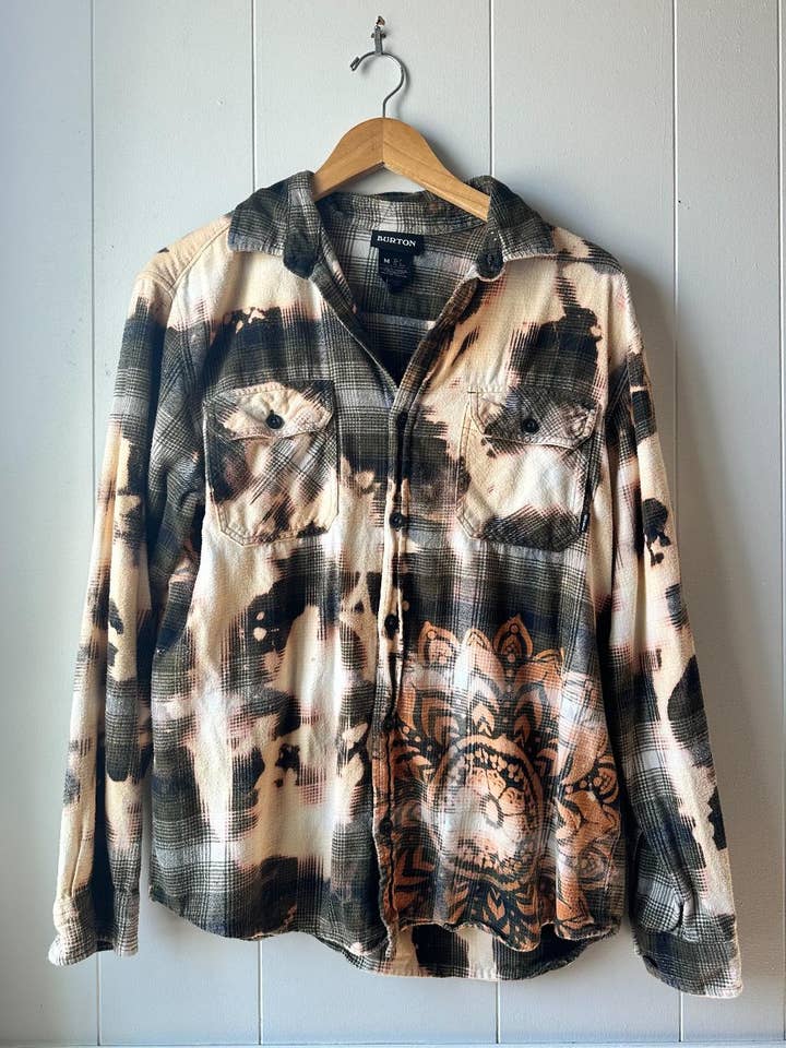 Bleached Mandala Flannel - LARGE for wholesale by Thrifted.Inkk
