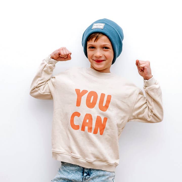 DU KAN tröja | i persika | överdimensionerad med nedhasade axlar | BARN för wholesale av Minimalist Folk Co.