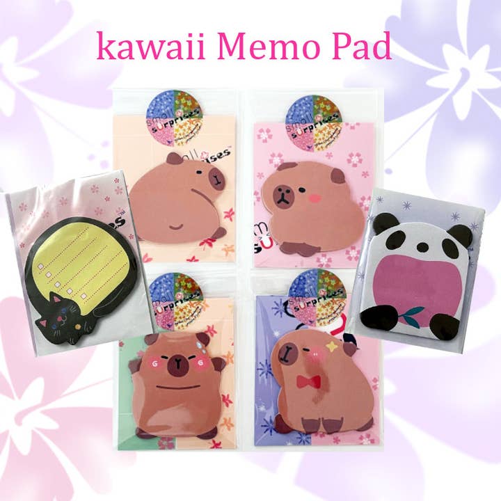 kawaii plakkerige memo Capibara / Panda / Kat / Pinguïn voor wholesale door Small Surprises