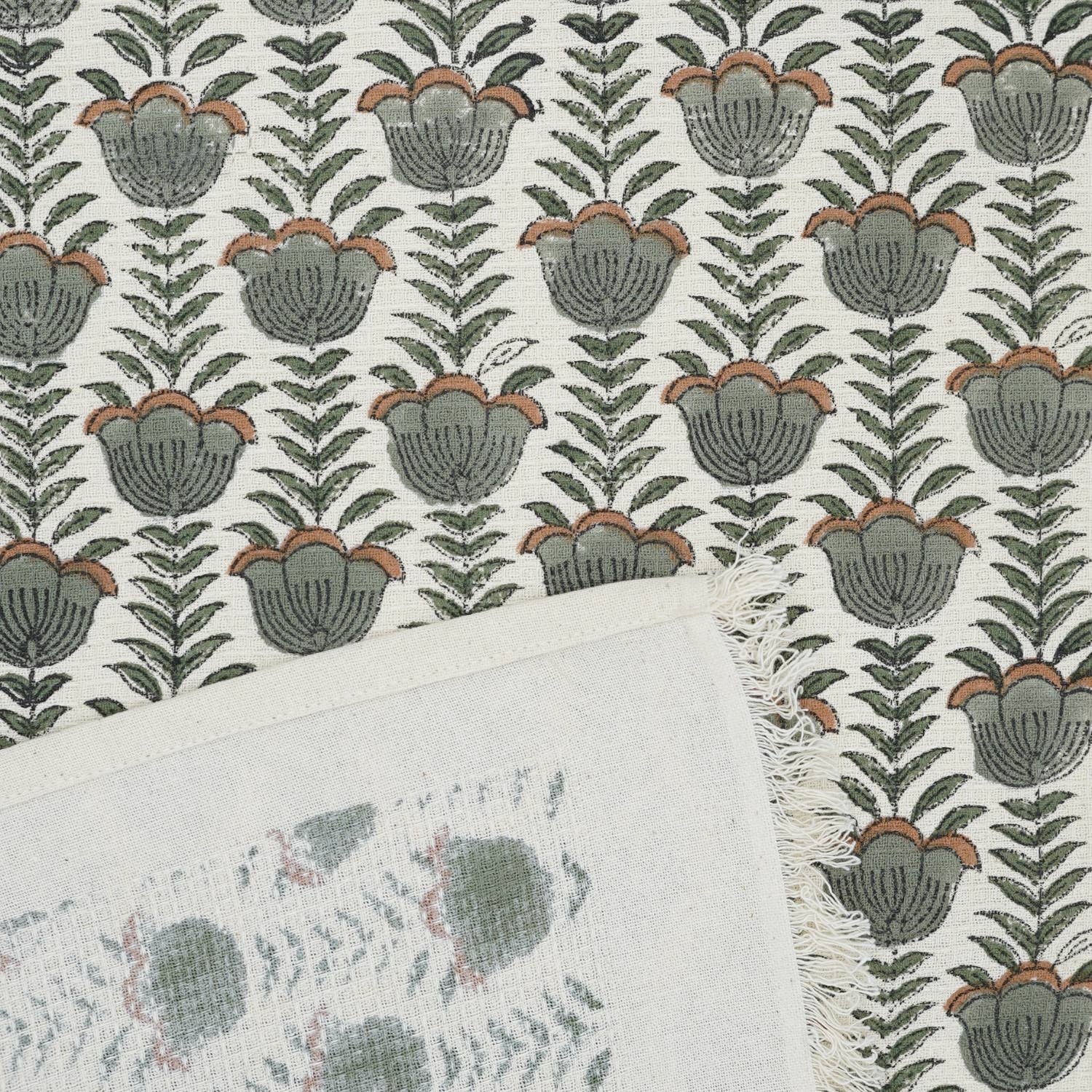 Fabdivine - Vente Essuie-mains - Serviette à main en coton gaufré avec impression bloc - Lotus3