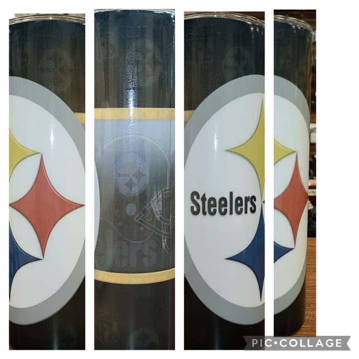 Steelers 20oz Sublimation Skinny Tumbler for wholesale by Unique Custom Tumblers by Ashley