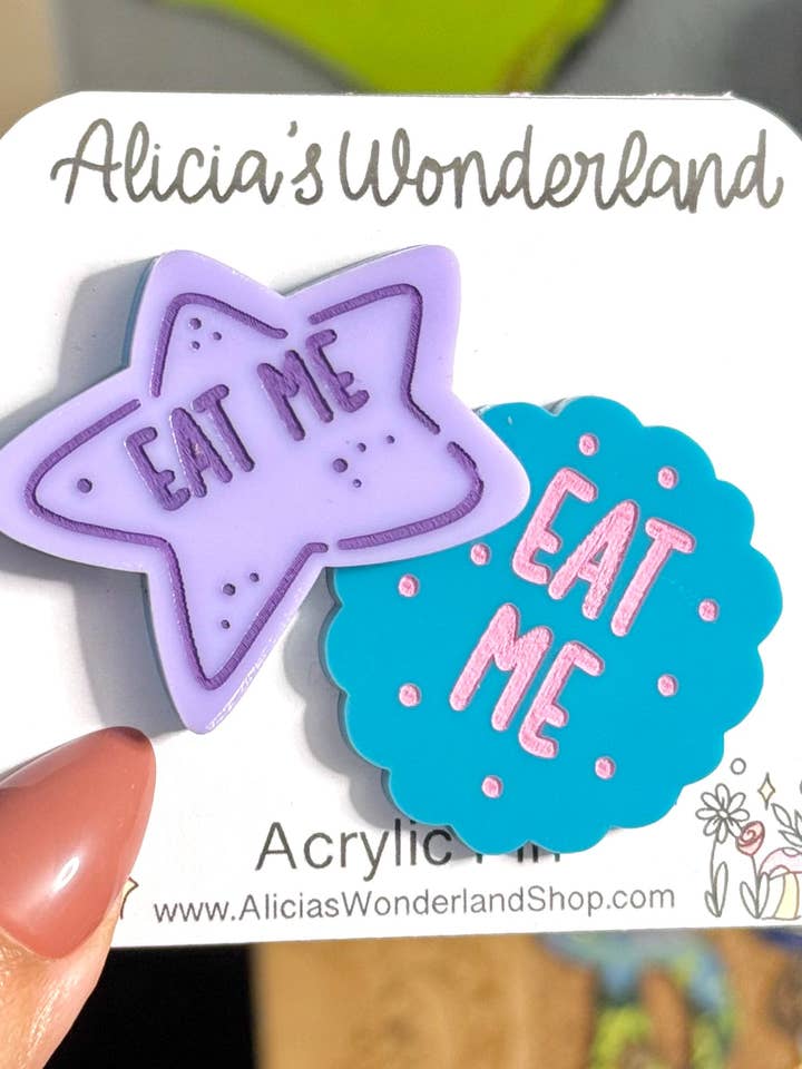 Eat Me Acrylic Pin or Magnet for wholesale by Alicia's Wonderland
