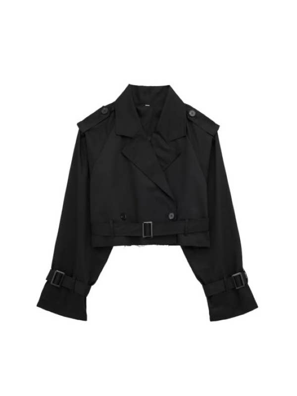 1 Fashion - Wholesale Jacket - Women's - Cropped Belted Trench Jacket8