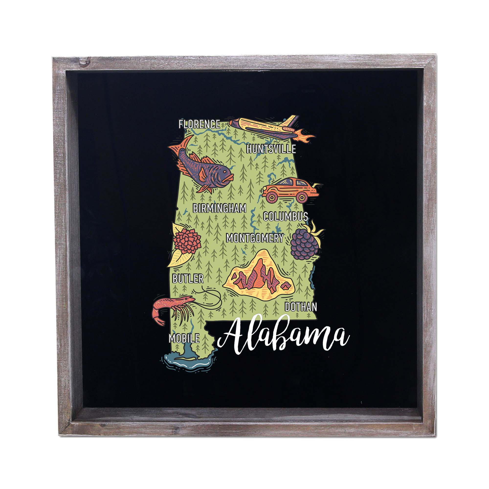 Torched Products - Wholesale Sign - State Map Design Shadow Box - Gray1
