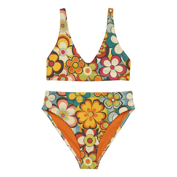 BAHA RANCH WESTERN WEAR - Wholesale Two Piece Swimsuit - Women's - Yeehaw Woodstock Retro Floral Bikini
