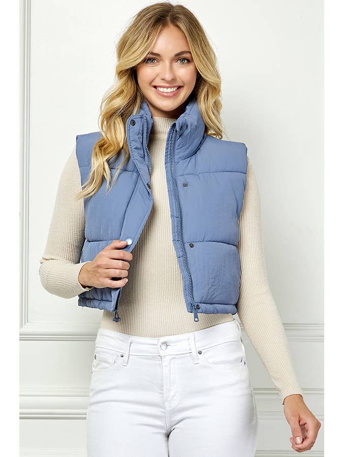 Veracci - Wholesale Puffer Jacket - Women's - Lightweig Padded Crop Puffer Vest, Sleeveless Puffer Vest