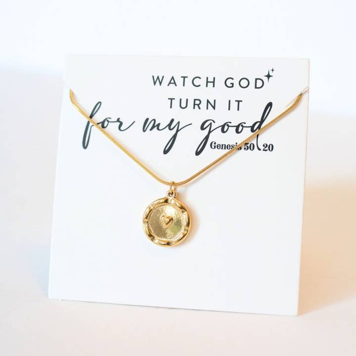 Two and Crew - Wholesale Pendant/Charm Necklace - God is Good heartfelt gift gold heart necklace faith love