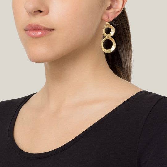 Gloria Mago - Vente Boucles d'oreilles pendantes - Boucle d'oreille dormilona dorée en forme de bulle 81