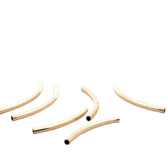 Purity Beads - Wholesale Craft Supplies - 14K Gold Filled Tubes | Curved Tubes | 6 to 10 Pcs in a pack | Four Sizes: 25, 30, 35 and 40mm | 2mm Thick Tubes |3
