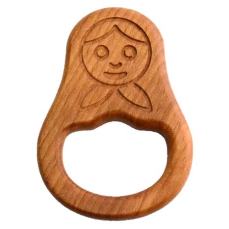 Organic Wooden Teether Toy Doll Matreshka for wholesale by PoppyBabyCo