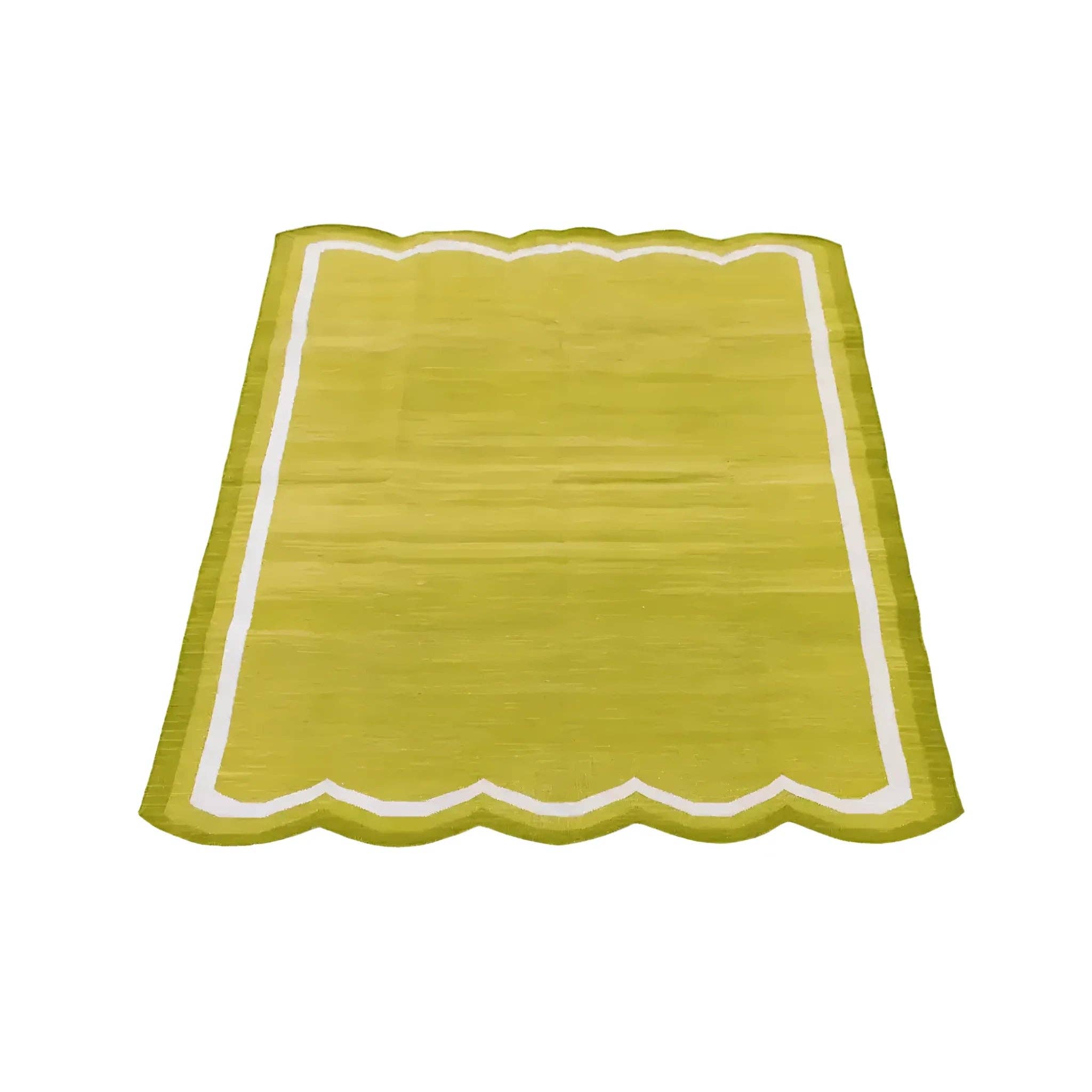 Maia Homes - Vente Tapis - Tapis en coton festonné tissé à la main - Vert olive1