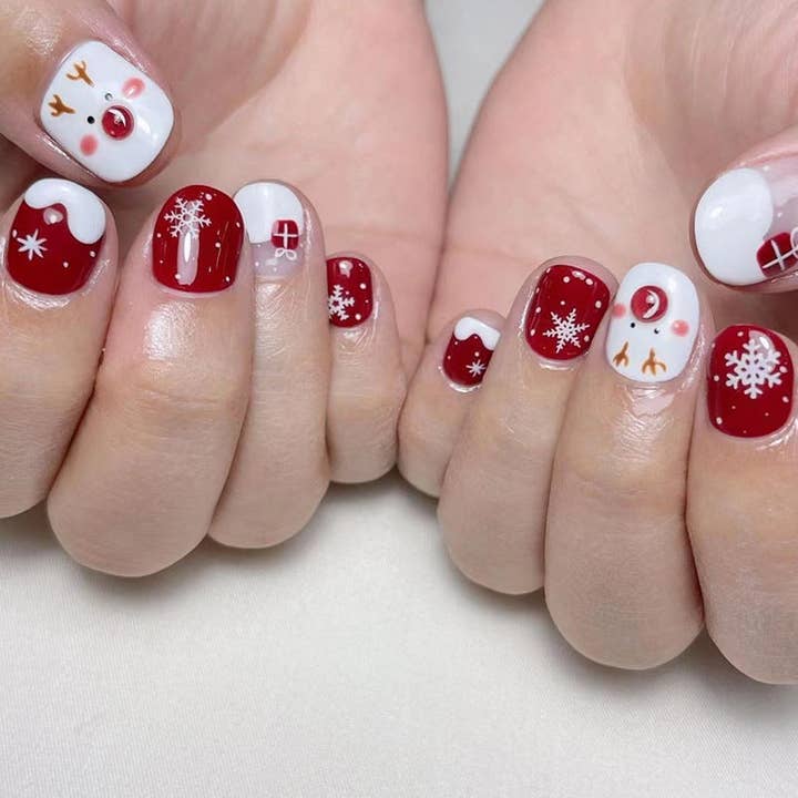 Christmas Red Cartoon Elk Wearing Manicure for wholesale by Ekartini
