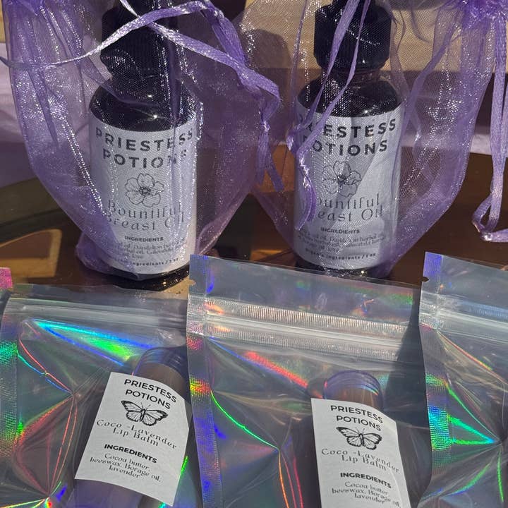 Coco-Lavender Lip Balms for wholesale by Priestess Potions