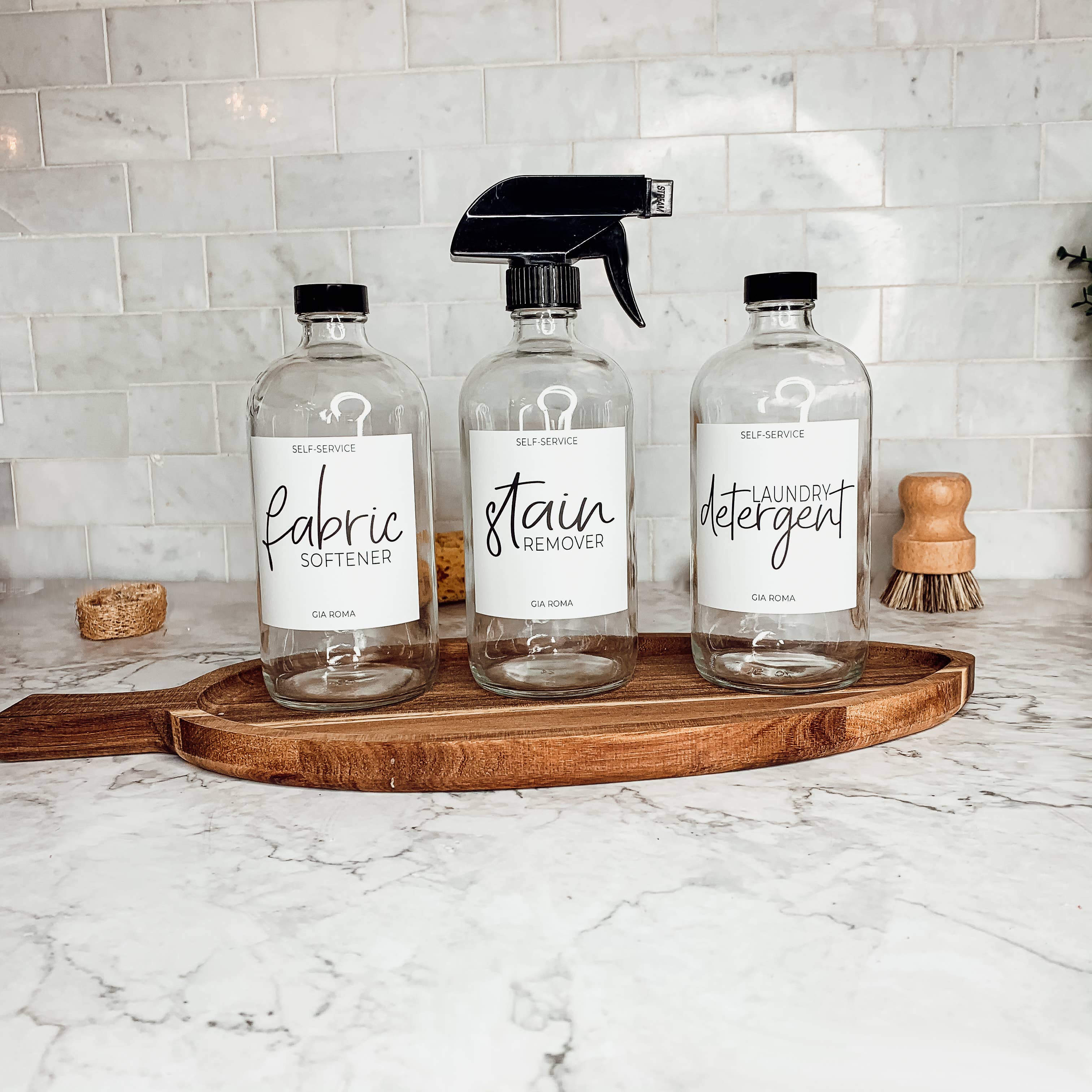 Gia Roma - Venta al por mayor Dispensadores de jabón - Dispensadores de lavadero - Botellas de jabón transparente de vidrio de 16 onzas9