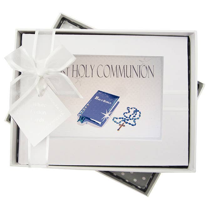 Album Fotografico Bibbia Blu & Perline per la Prima Comunione per la vendita all'ingrosso da parte di White Cotton Cards