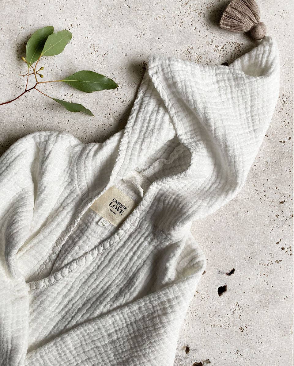 UNIQUE LOVE Design – wholesale Robe – Kids – Muslin bathrobe - cloud white5