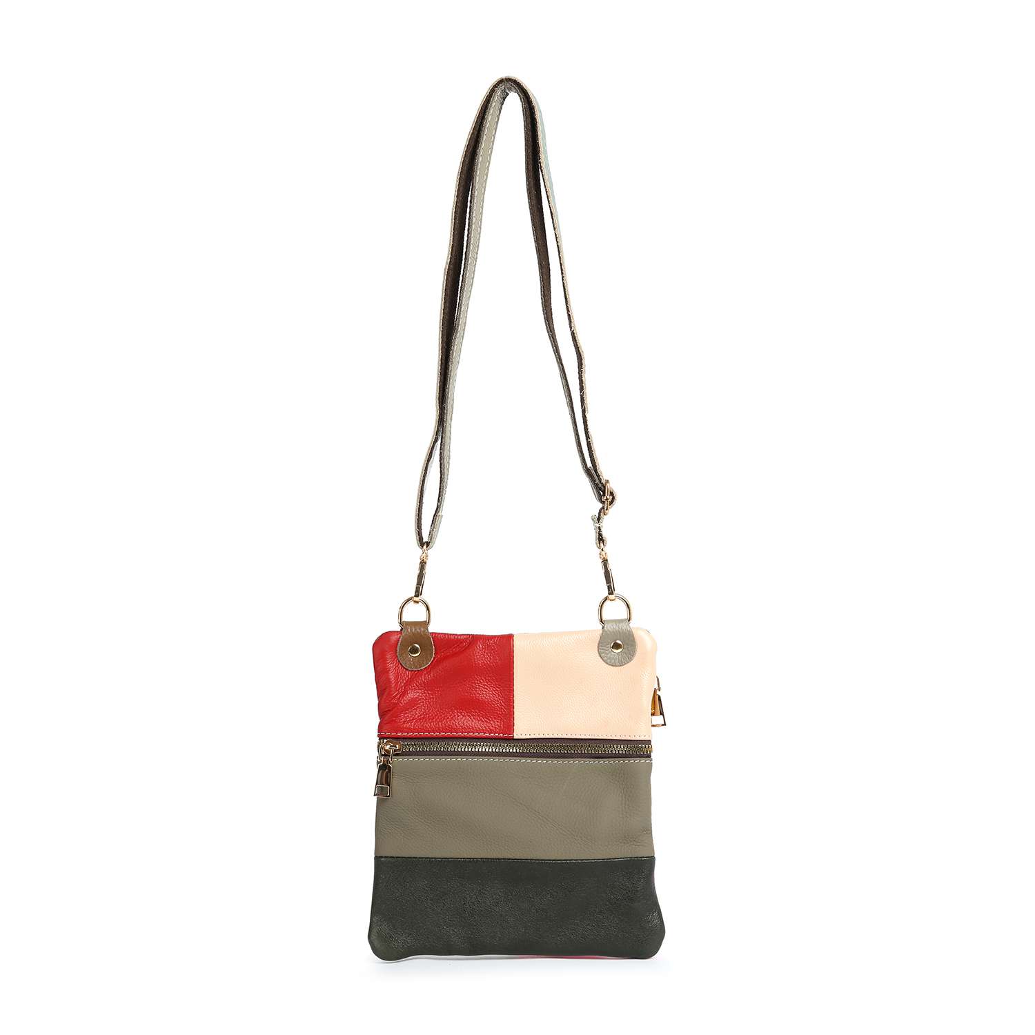 Handbag Express - Vente Sac à bandoulière – femme - Sac bandoulière en cuir véritable à blocs de couleur0