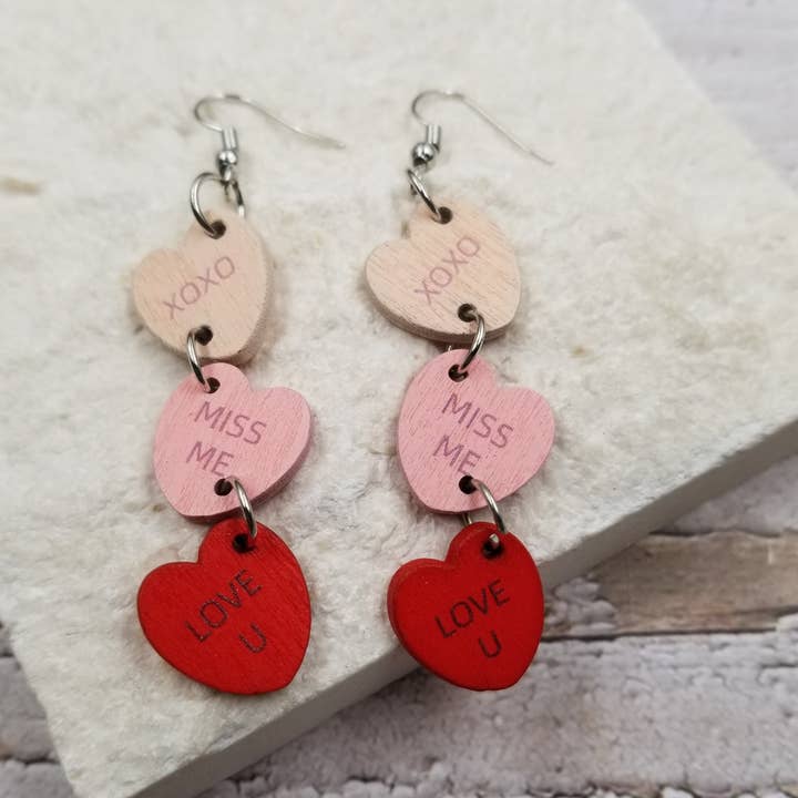Love Confession Hearts, Valentine's Day Earrings for wholesale by Treasure Wholesale