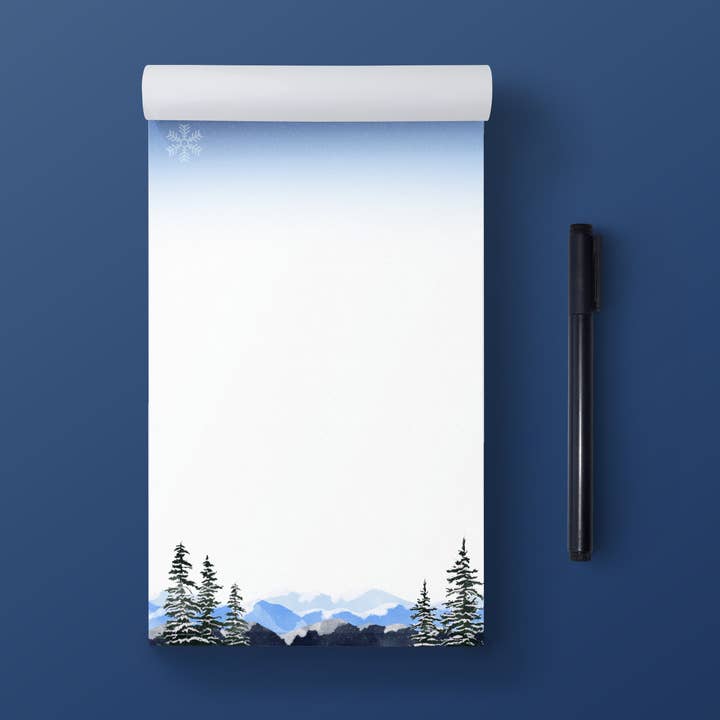 Blocco note sulla neve con albero di montagna invernale, 12,7 x 20,3 cm, foderato o sfoderato per la vendita all'ingrosso da parte di Aspen Designs