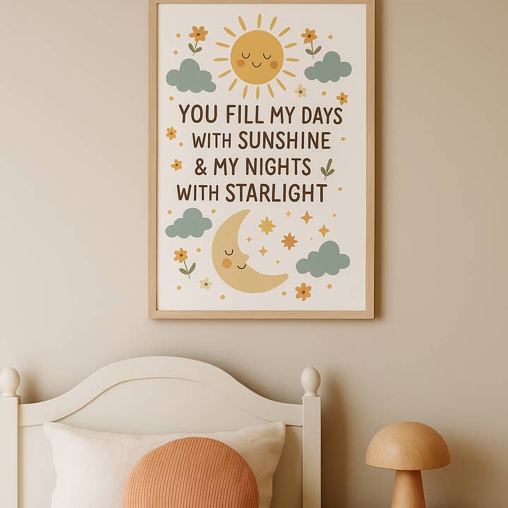 Sole e Luce delle Stelle – Citazione Artistica da Parete per la Cameretta del Bambino o Asilo Nido per la vendita all'ingrosso da parte di WinsterCreations™