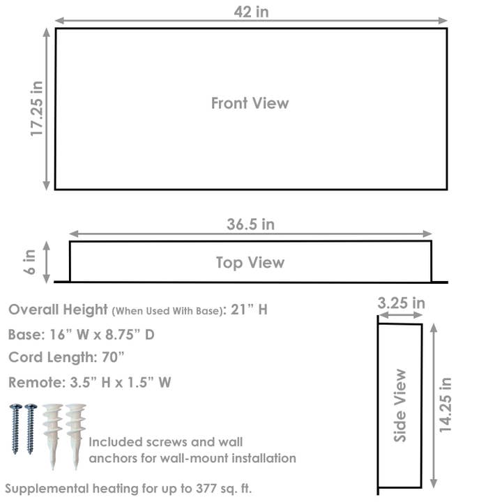 Sunnydaze Decor - Wholesale Fireplace Screen - 42 in Curved Wall-Mount or Freestanding Electric Fireplace