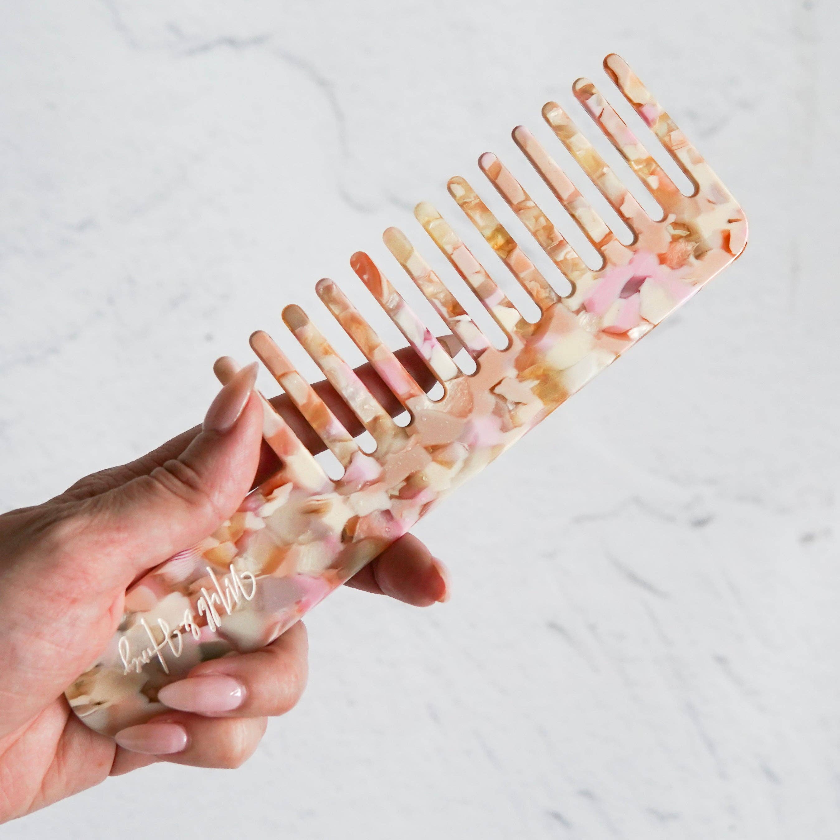 Milk & Honey - Wholesale Hair Brush/Comb - WIDE TOOTH COMB - Pink Opal1