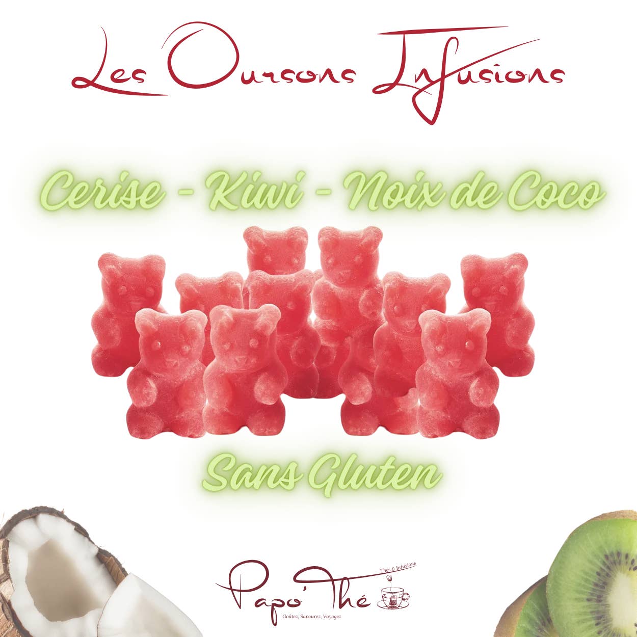 Papo'thé - Wholesale Health/Detox Tea - Tea Bears / Tea Bears: Cherry–Kiwi–Coconut