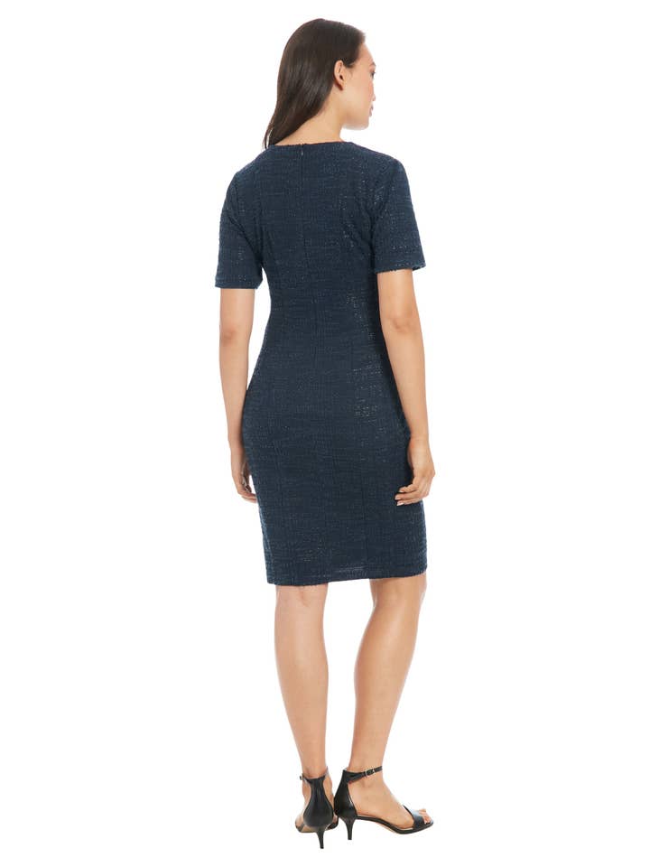 Maggy London Group - Wholesale Dress - Women's - CURVED NECKLINE SHORT SLEEVE SHEATH WITH BUTTONS8