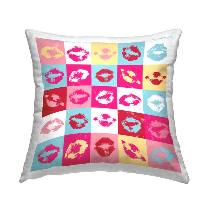 Pop Style Lipstick Lips Printed Pillow for wholesale by Stupell Industries