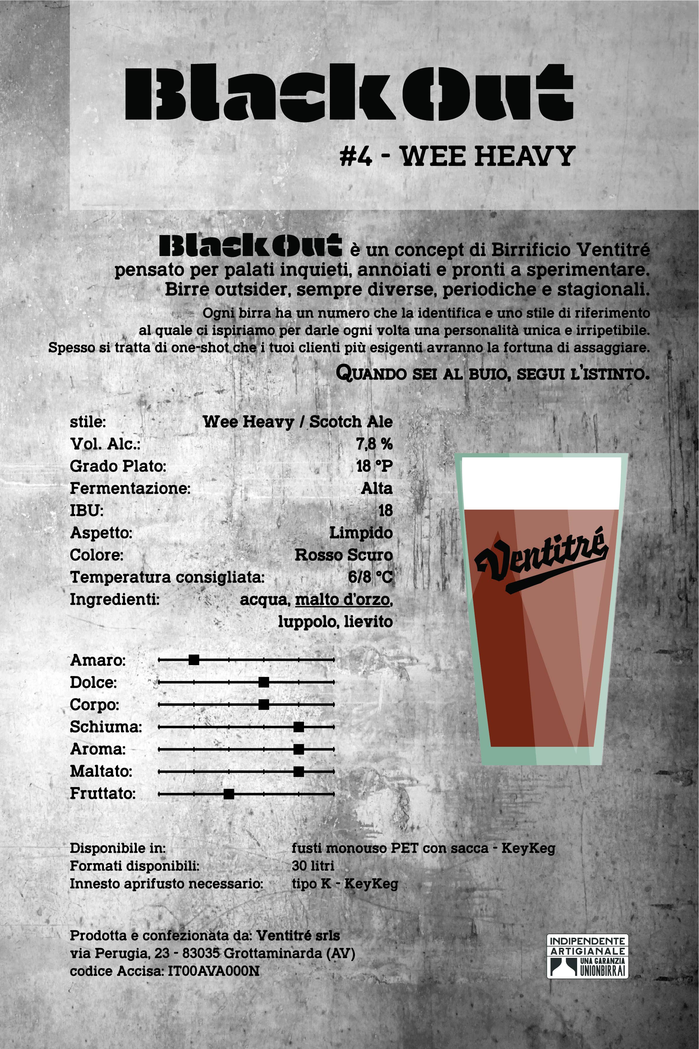 Birrificio Ventitré - Wholesale Beer - Black Out #4 - Wee Heavy - KeyKeg 30l - Italian Craft Beer1