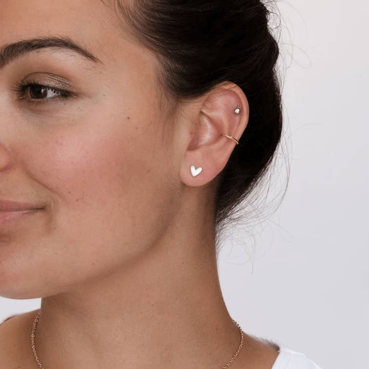 Nickel and Suede - Wholesale Stud/Post Earrings - White Sweetheart Studs1