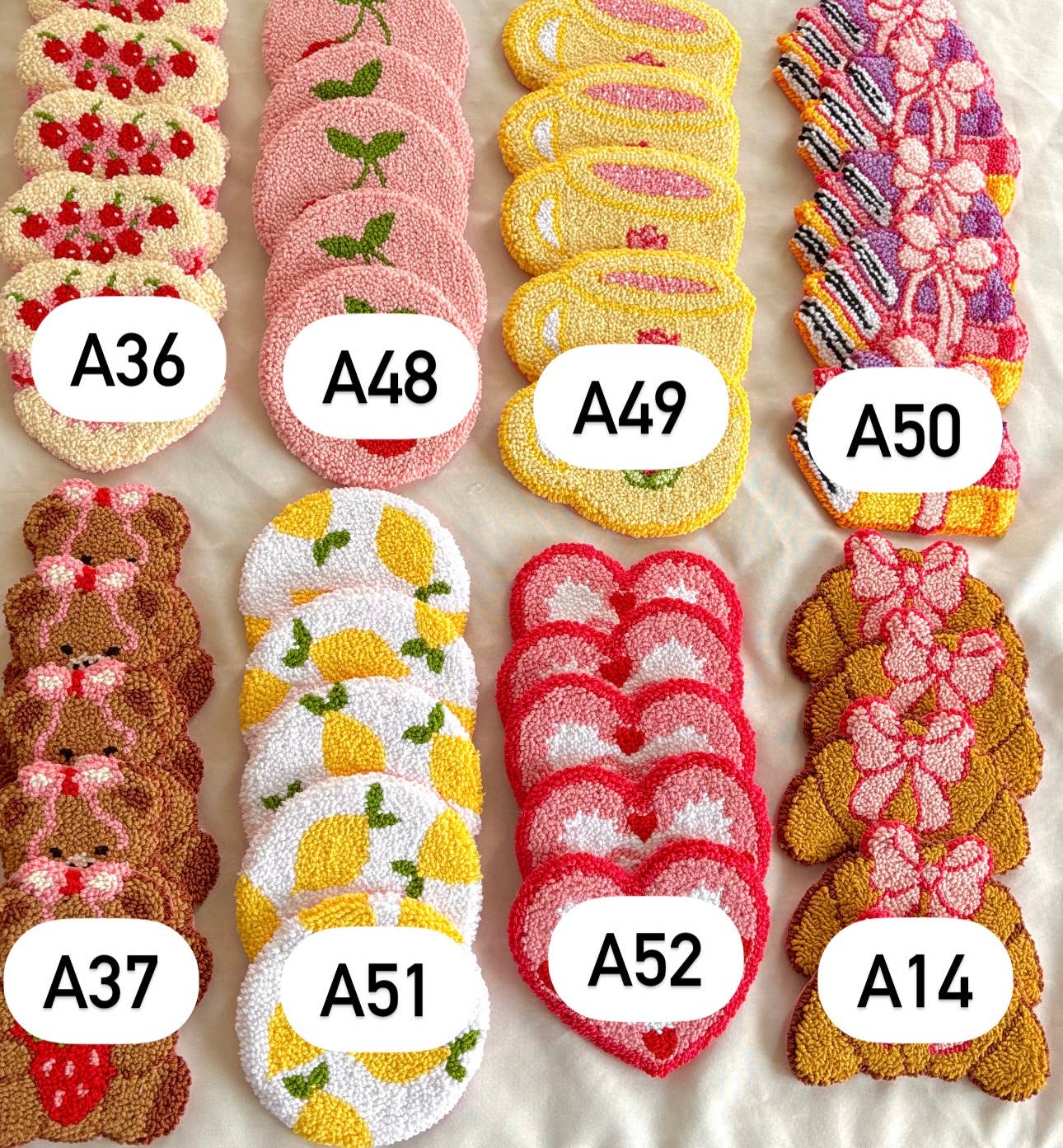 Honey Punches - Wholesale Coasters - Punch needle mug rugs, cottagecore coffee coasters decor4