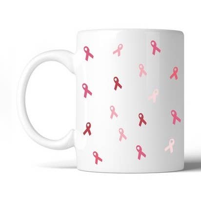 365 In Love - Wholesale Coffee Mug - Breast Cancer Ribbon Pattern Coffee Mug0