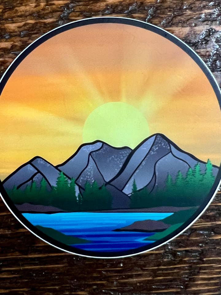 Mission Valley Sunrise Sticker for wholesale by Made of Mountains