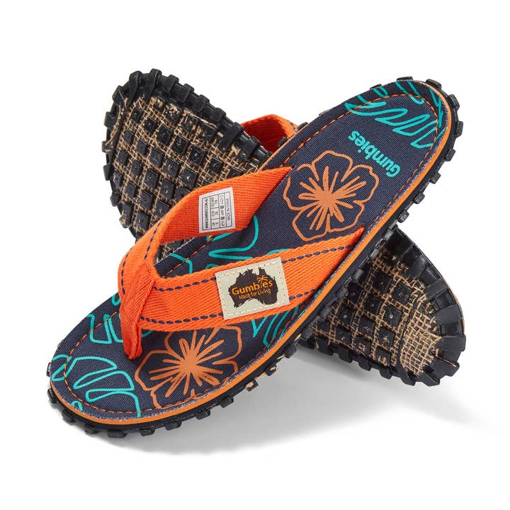 Islander Flip-Flops - Men's - Orange Hibiscus for wholesale by Gumbies