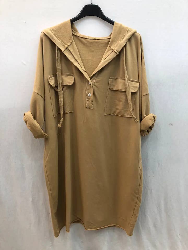 Mimi & Gogo - Vendita all'ingrosso Vestito - Donna - Abito felpa con cappuccio e tasche @8587_RSweatsPoche