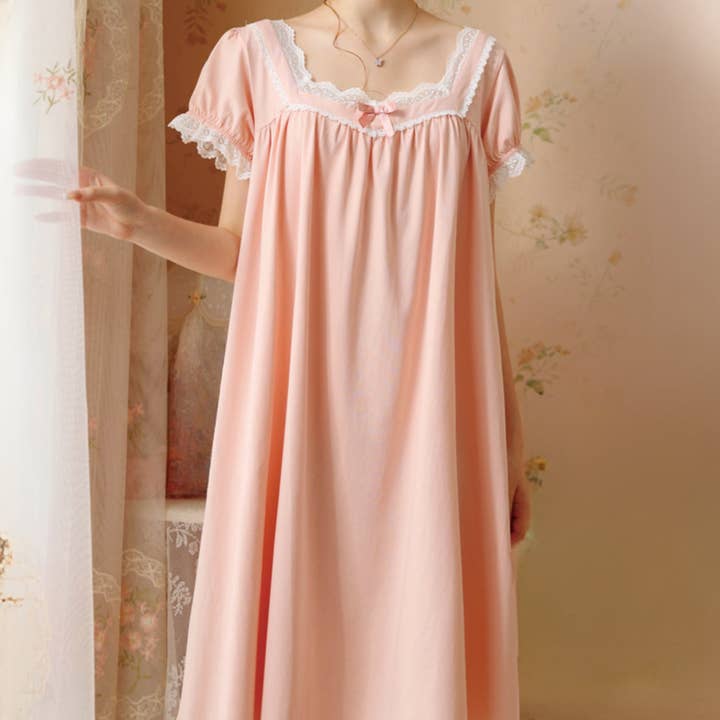 Robe d'été en coton rose légère pour la nuit pour la vente par DrifWoo