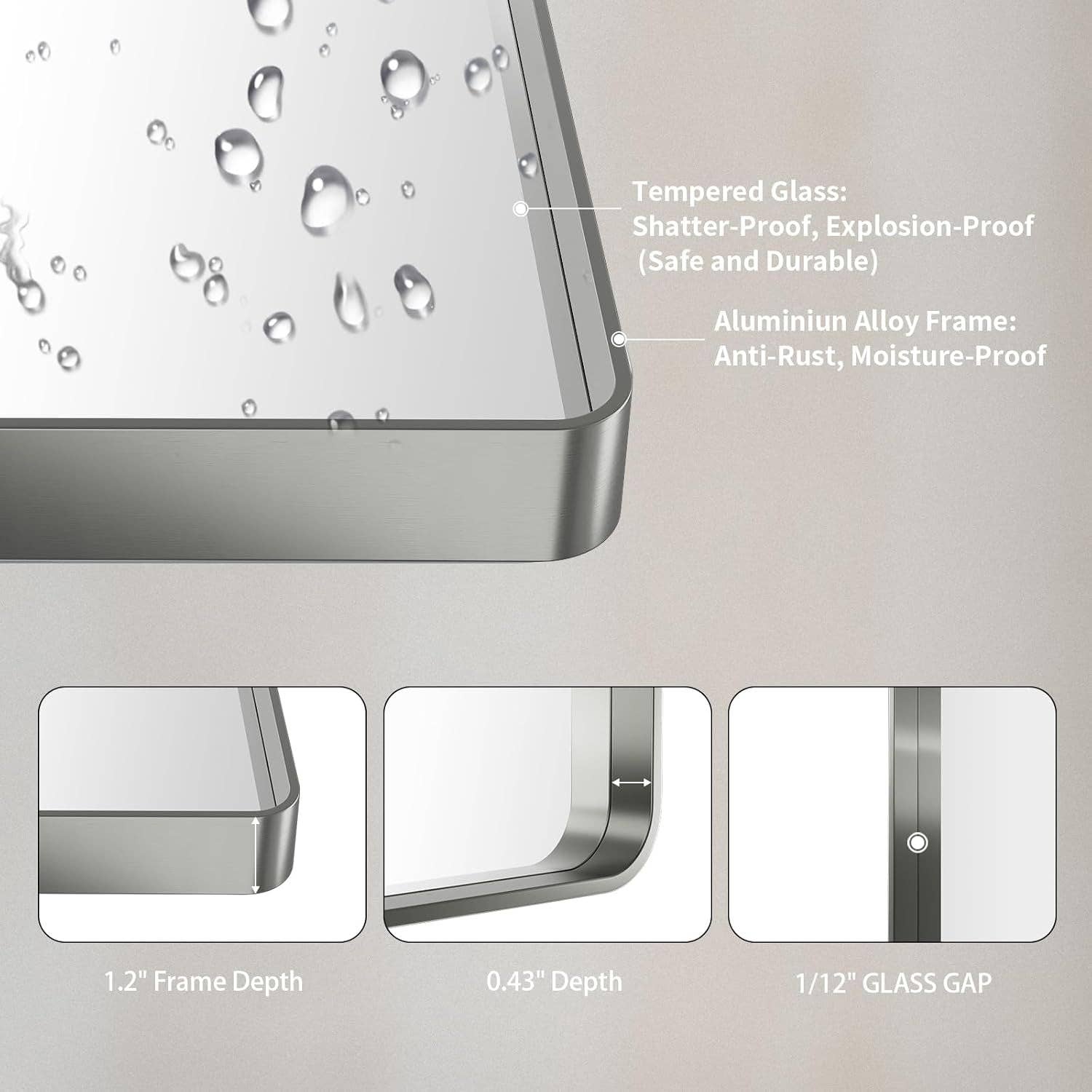 24 By 30 Inch Brushed Nickel Wall Mounted Bathroom Mirror Hangs Horizontally Or Vertically for wholesale on Faire4