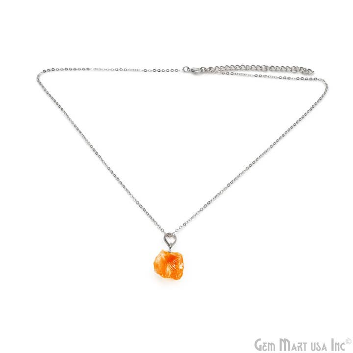 GemMartUSA - Vendita all'ingrosso Collane con medaglione - Collana placcata in argento con pietra grezza 16 x 11 mm, 45,72