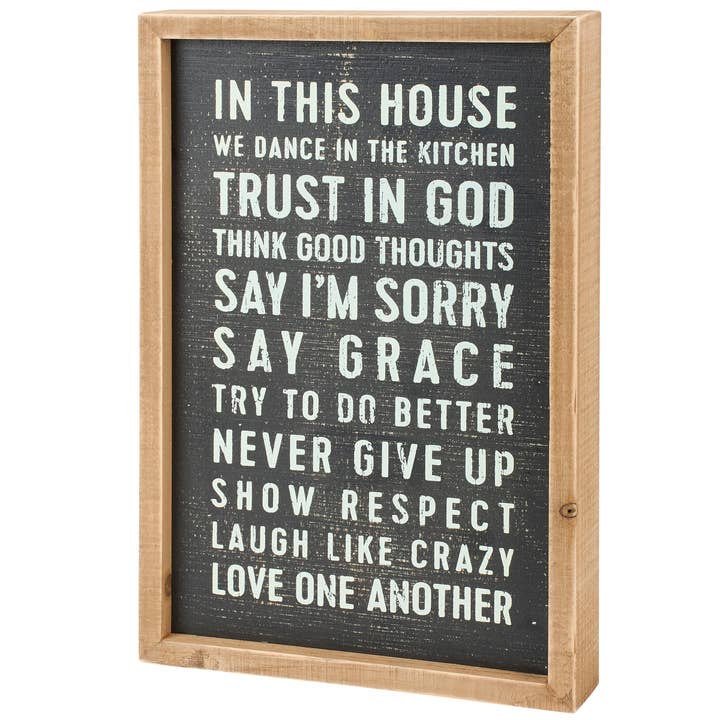 In This House Inset Box Sign for wholesale by Primitives by Kathy