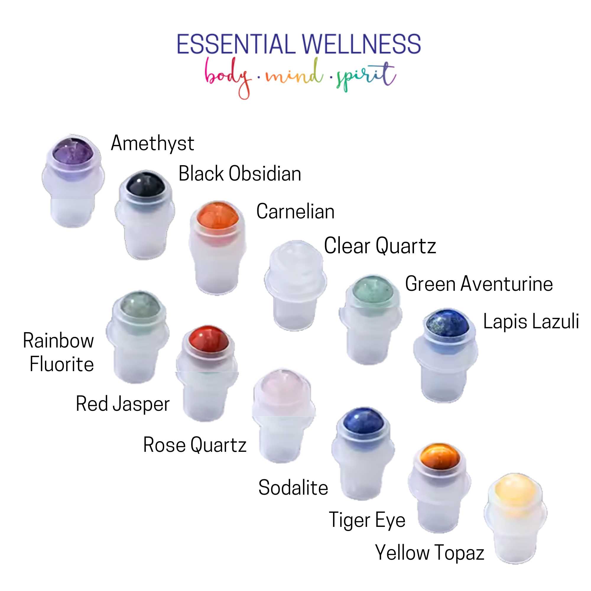 Essential Wellness - Body, Mind, Spirit - Wholesale Essential Oil Roll-On - DIAMOND Pattern 15ml Glass Roller with Bamboo Cap2