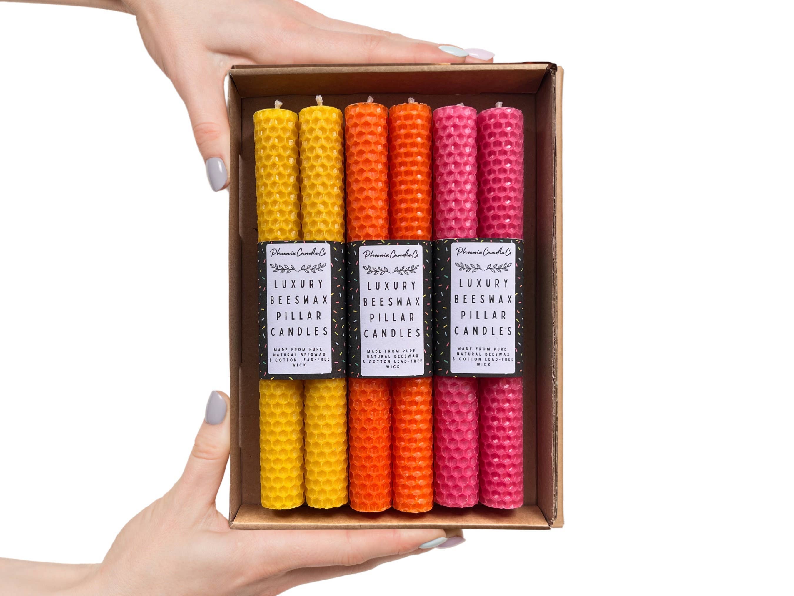 Phoenix Candle Company – wholesale Pillar candle – Hand-rolled Beeswax Pillar Candles, 8" (20cm x 1.8cm)2