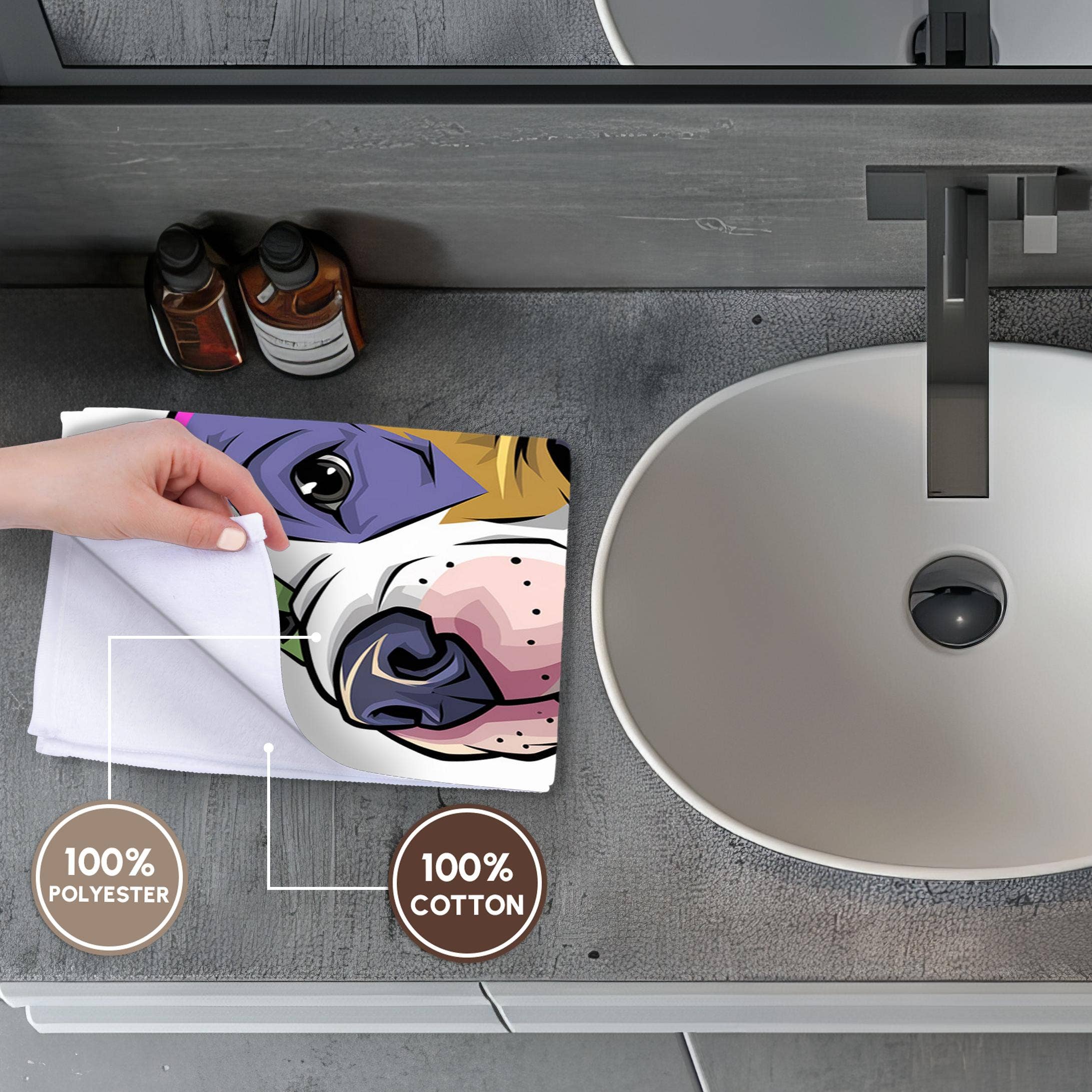 3dRose - Wholesale Bath Towel - 3dRose, Funny Cool Abstract Colorful Pitbull Puppy Dog Rescue Dog, Towel3