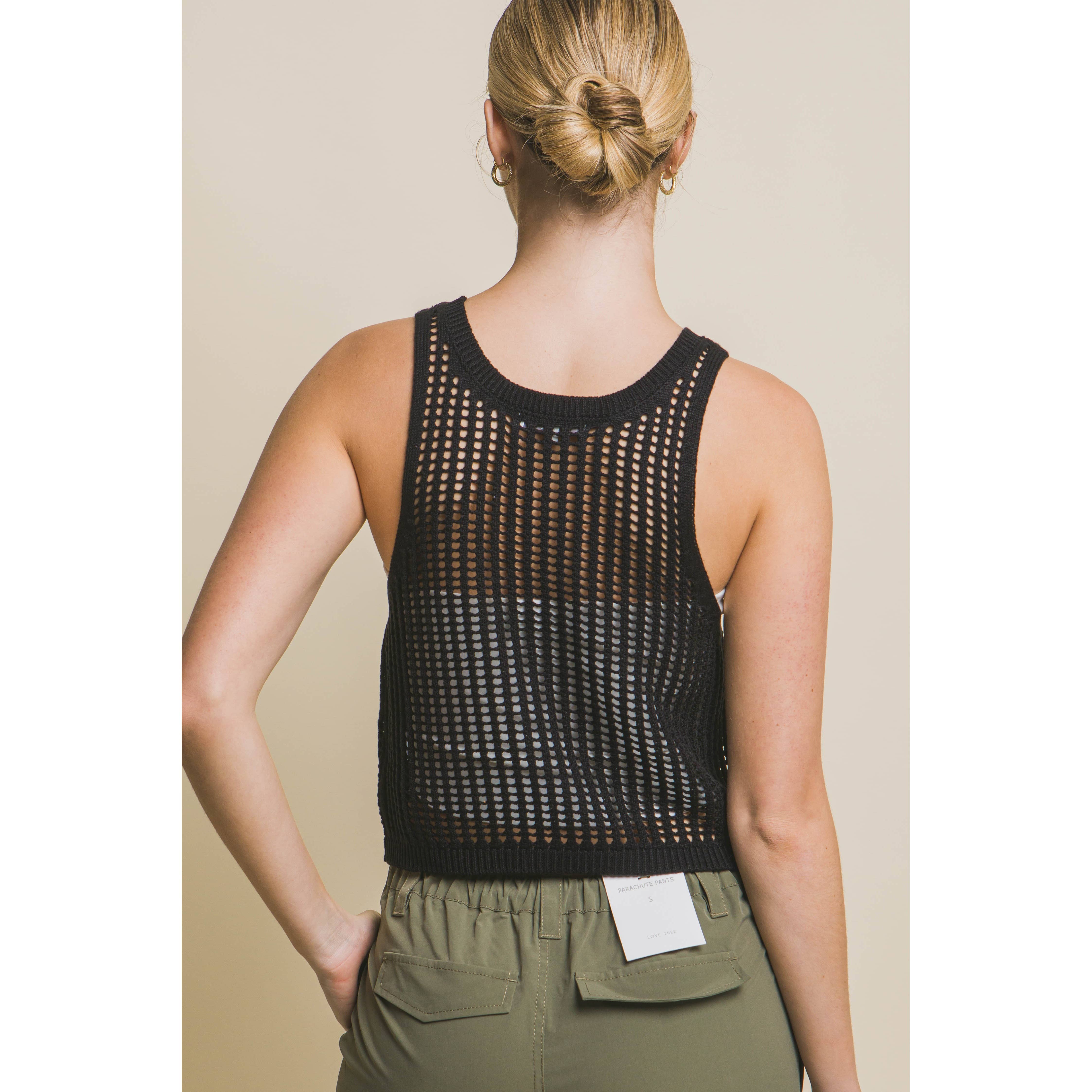 Paperdoll – Großhandel Strickoberteil – Damen – ÄRMELLOSES TANKPULLOVERTOP MIT OFFENEM STRICK11