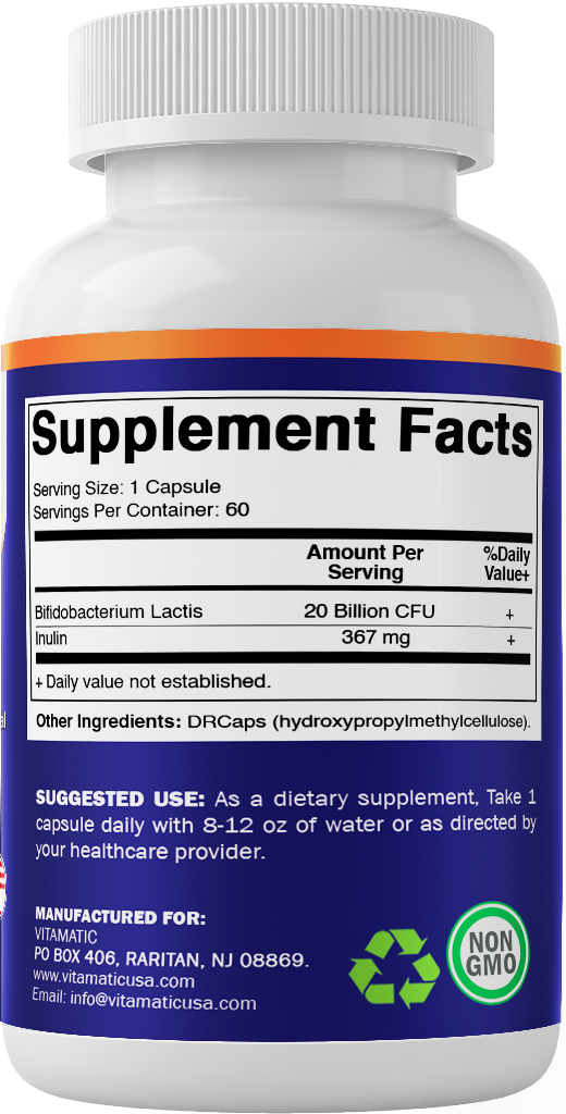 Vitamatic - Wholesale Oral Supplement/Vitamin - Vitamatic Bifidobacterium lactis - 20 Billion- 60 Count8