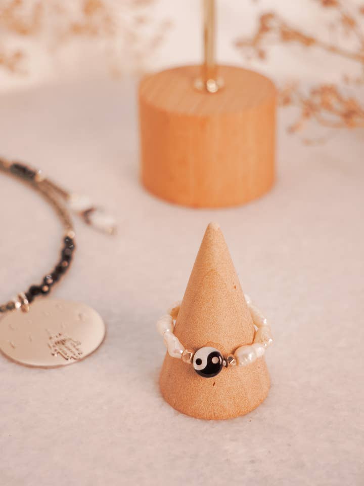 Yin Yang Ring Freshwater Pearls for wholesale by the great blossom